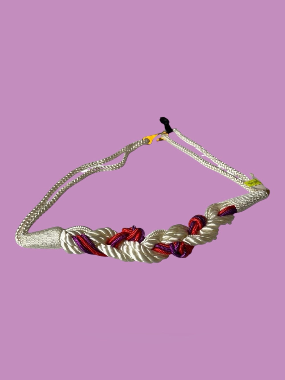 80s Vintage Braided Nylon White/Red/Purple Rope Belt Sz Small Medium